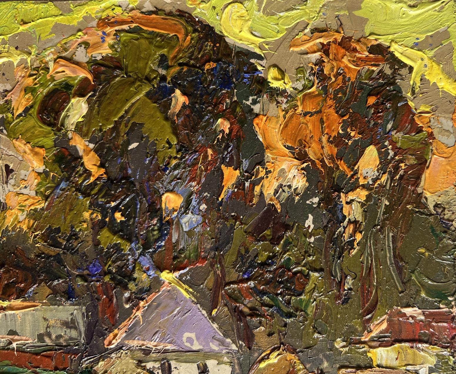 Oil painting Along the green field by Oleksiy Ivanyuk landscape