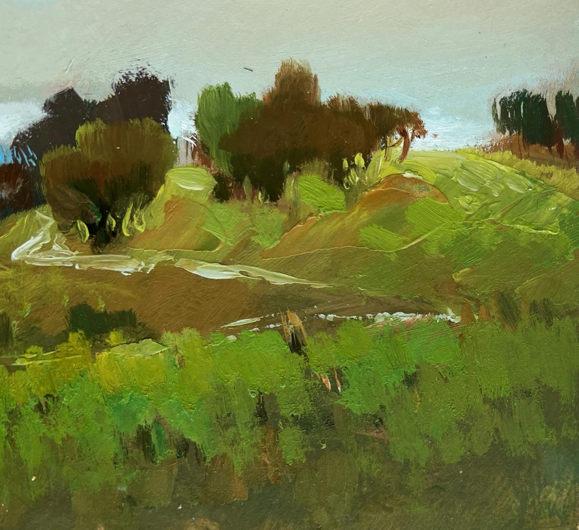 Oil painting of path through summer meadows by Yuriy Suprunchuk