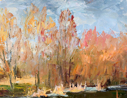 Autumn trees in vibrant foliage by Boris Serdyuk oil painting