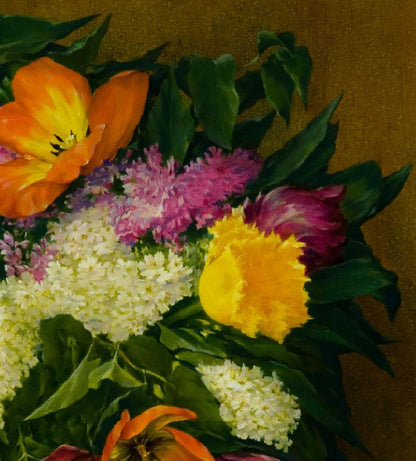 Oil painting Spring bouquet by Vasily Korkishko with vibrant flowers