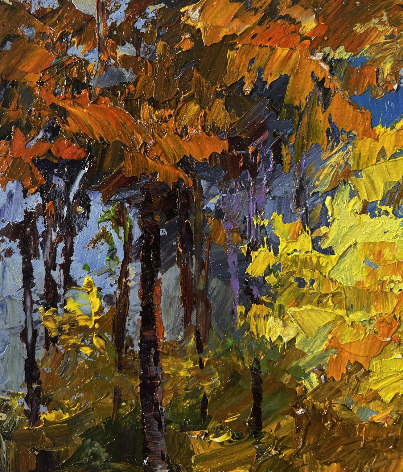 Vibrant impressionist oil painting Golden autumn forest by Boris Serdyuk