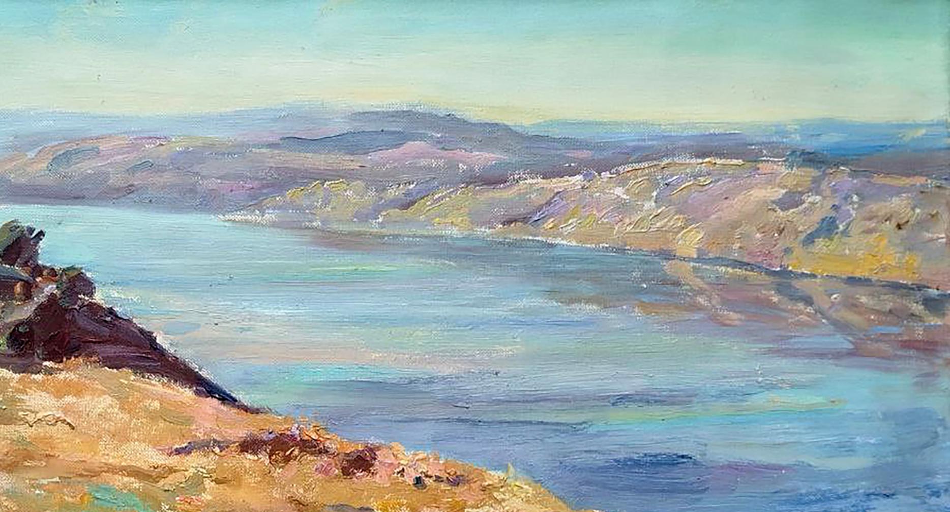 Oil painting Blue River by Leonid Pavlenko serene landscape