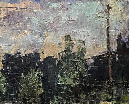 Textured oil painting May forest by Volodymyr Pashchenko moody landscape
