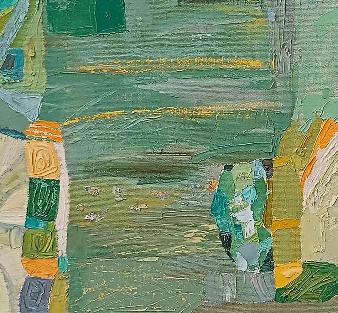Oil painting Harmony of Green by Tatyana Shulyak, textured green abstract