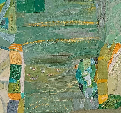 Oil painting Harmony of Green by Tatyana Shulyak, textured green abstract
