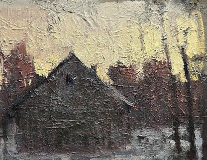 Textured oil painting Evening has come by Volodymyr Pashchenko