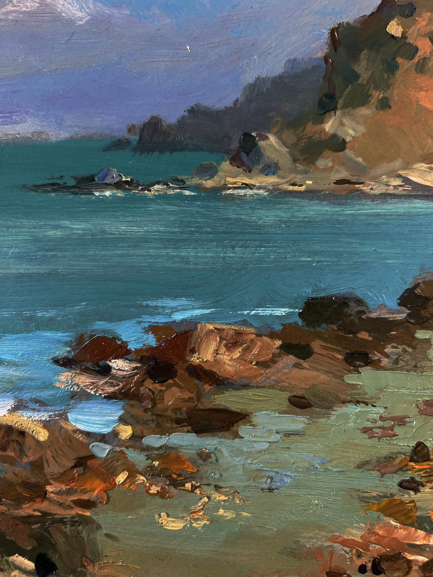 Oil painting of coast with lighthouse by Yuriy Suprunchuk
