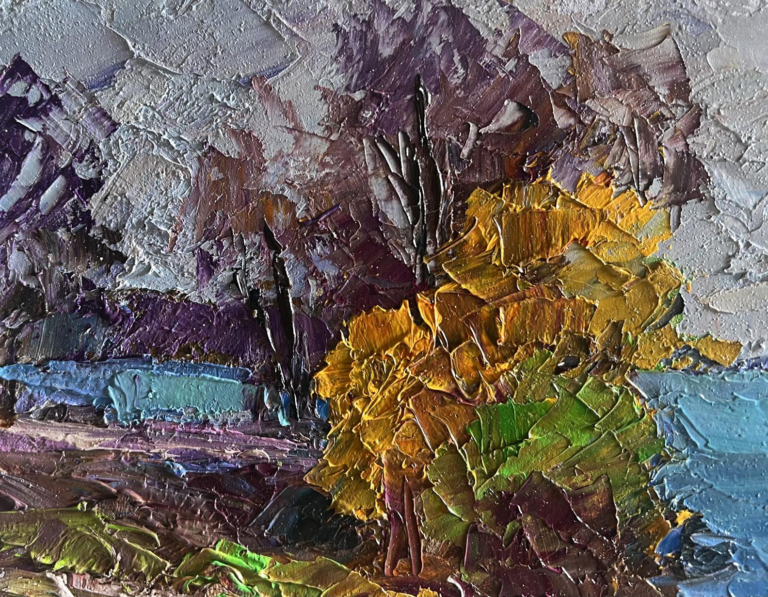 Oil painting Evening after a thunderstorm by Boris Serdyuk impasto landscape