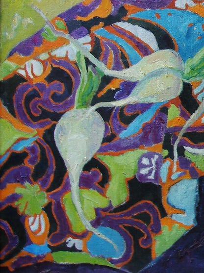 Oil painting Radish by Tatyana Shulyak: vibrant abstract with white radishes