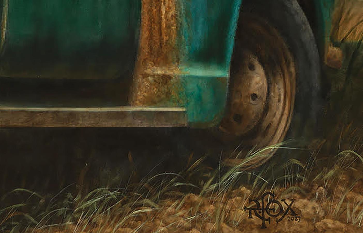 Oil painting A Wild Evening in the Car Richard Fox