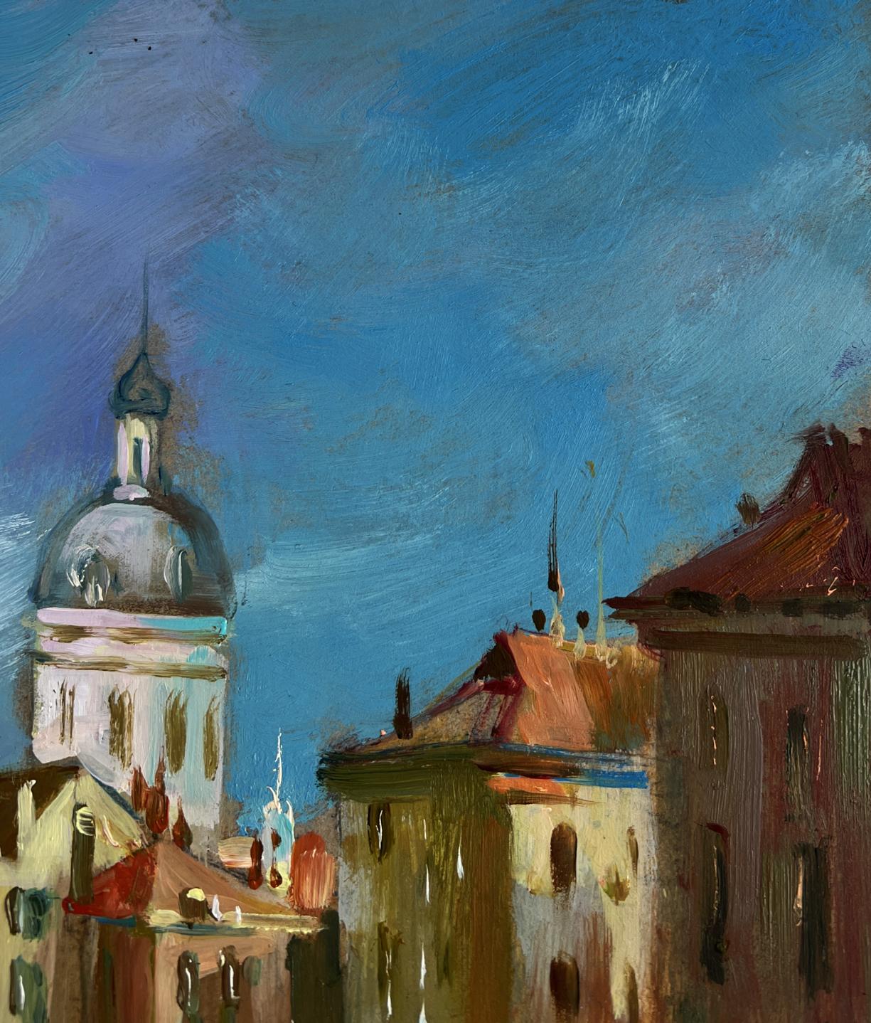 Oil painting Dream of Venice by Yuriy Suprunchuk, domed church tower