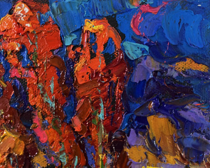 Vibrant abstract oil painting Melody of the Wind and Whispers by Oksana Ivanyuk