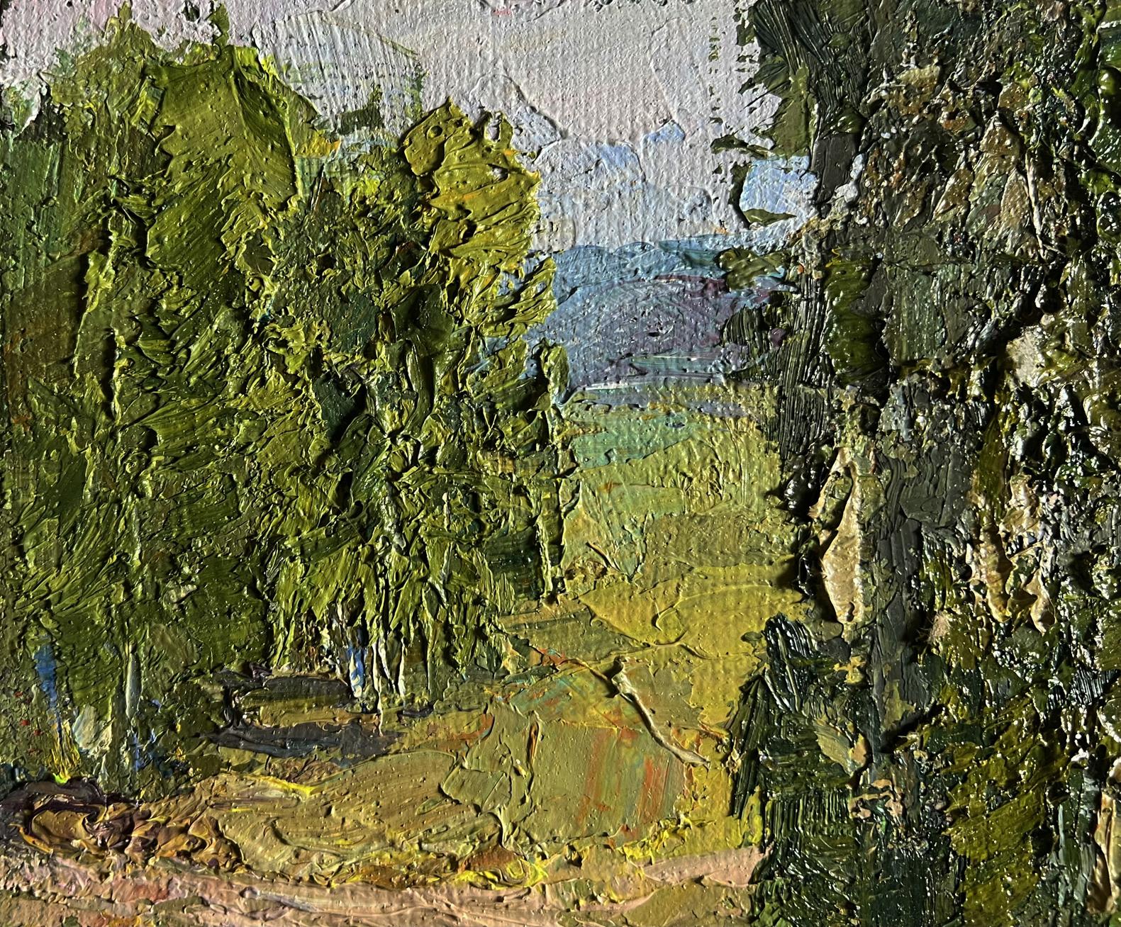 Textured impasto oil painting Sunny day in the birch forest by Boris Serdyuk