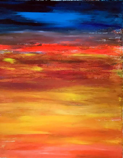 Vibrant abstract sunset acrylic painting Window Olga Melezhik