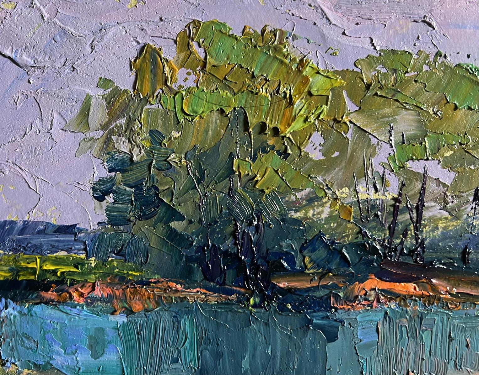 Textured impressionist oil painting On the golden shore by Boris Serdyuk