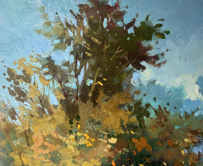 Impressionistic oil painting of autumn forest tree by Yuriy Suprunchuk