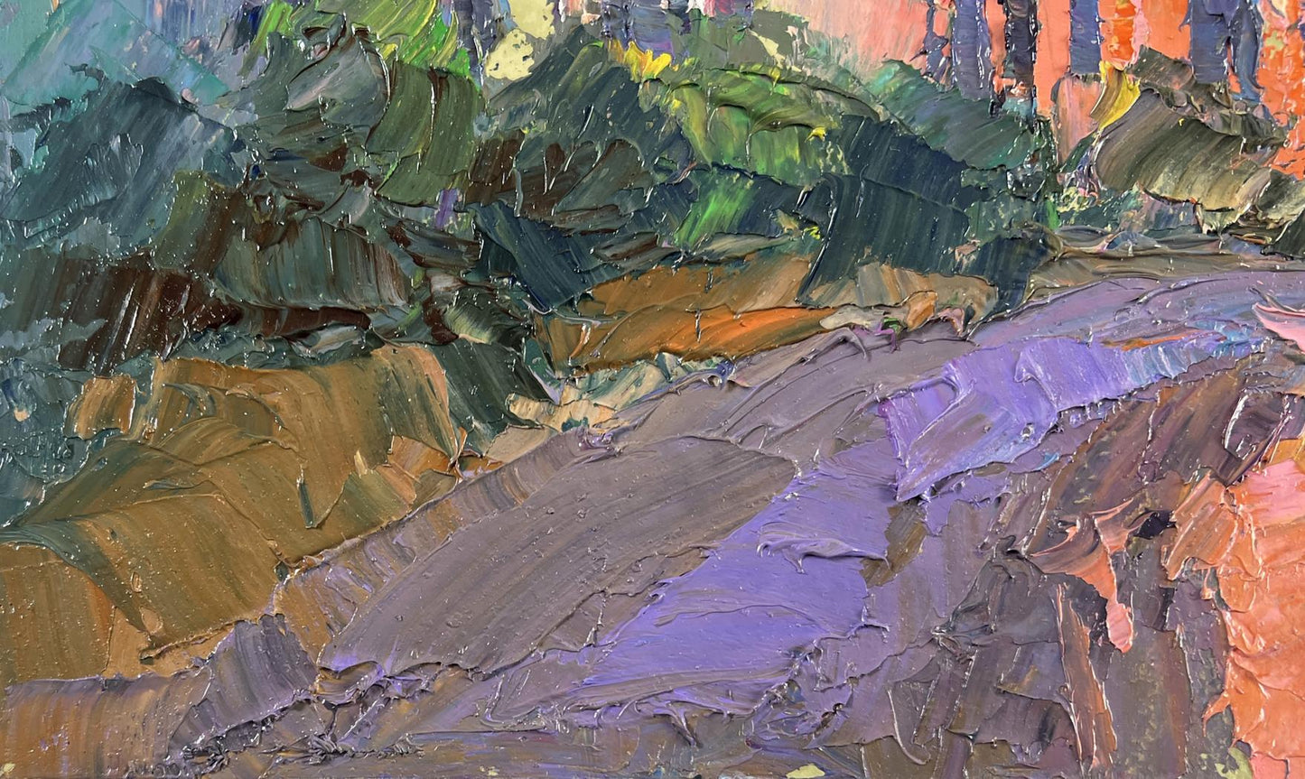 Oil painting Summer morning at sunrise by Boris Serdyuk, textured path