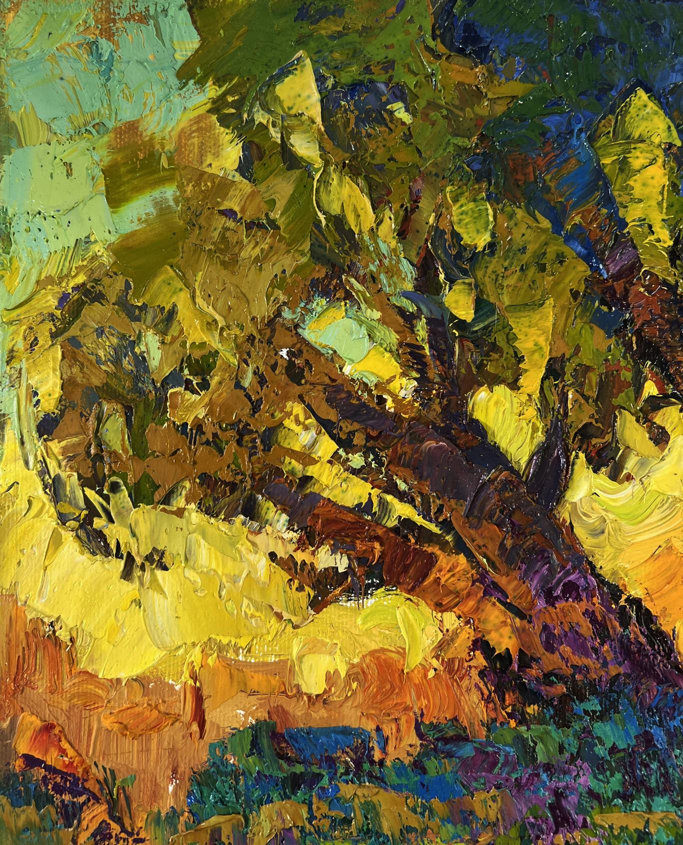 Vibrant impressionist oil painting Silence in the shade of old willows by Oleksiy Ivanyuk