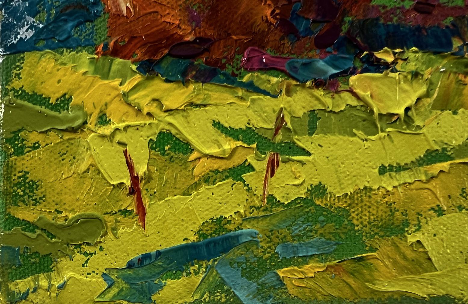 Vibrant Summer Fields oil painting by Oleksiy Ivanyuk with textured yellow green hues