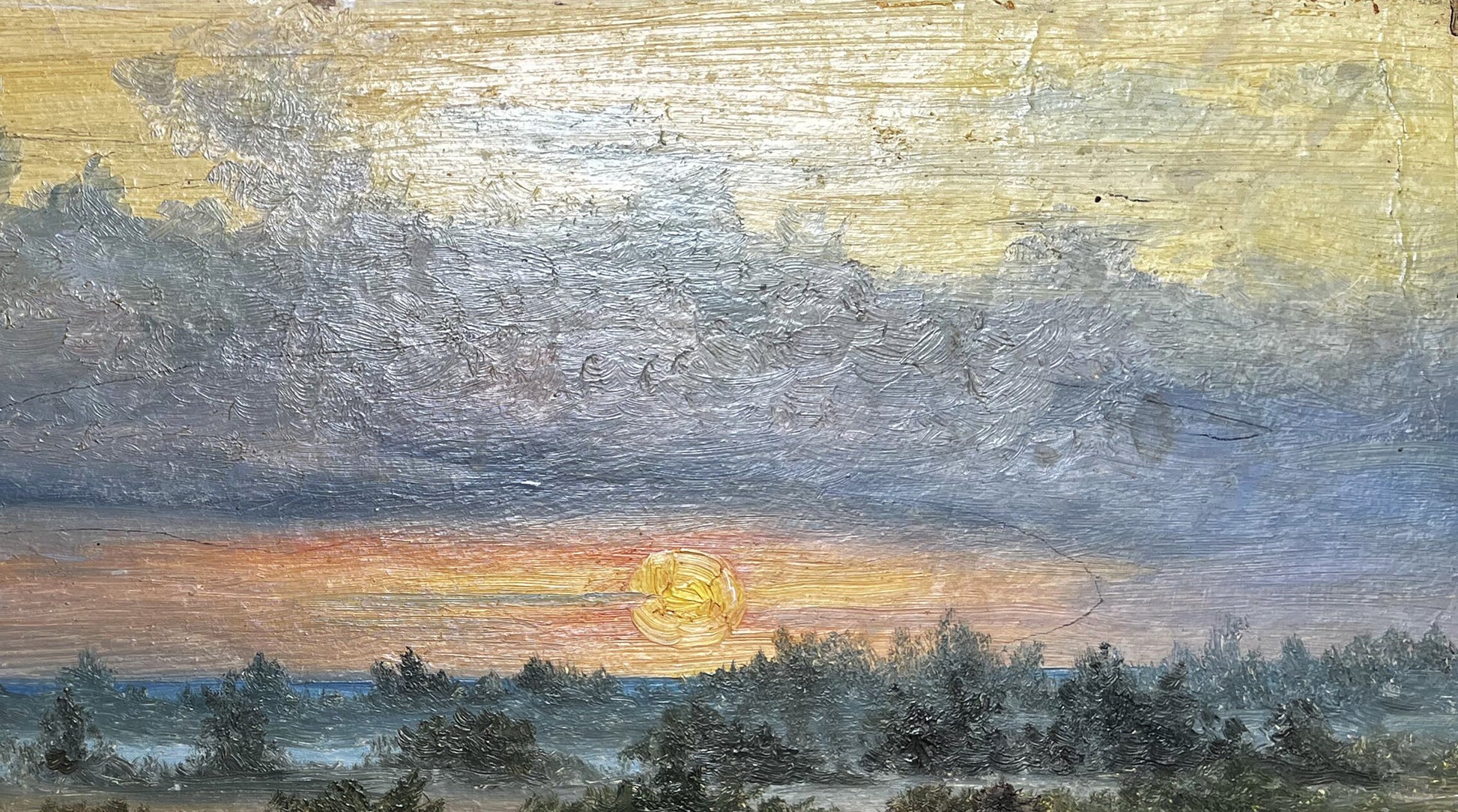 Oil painting Sunset by Nikolay Sorokin textured sunset sky