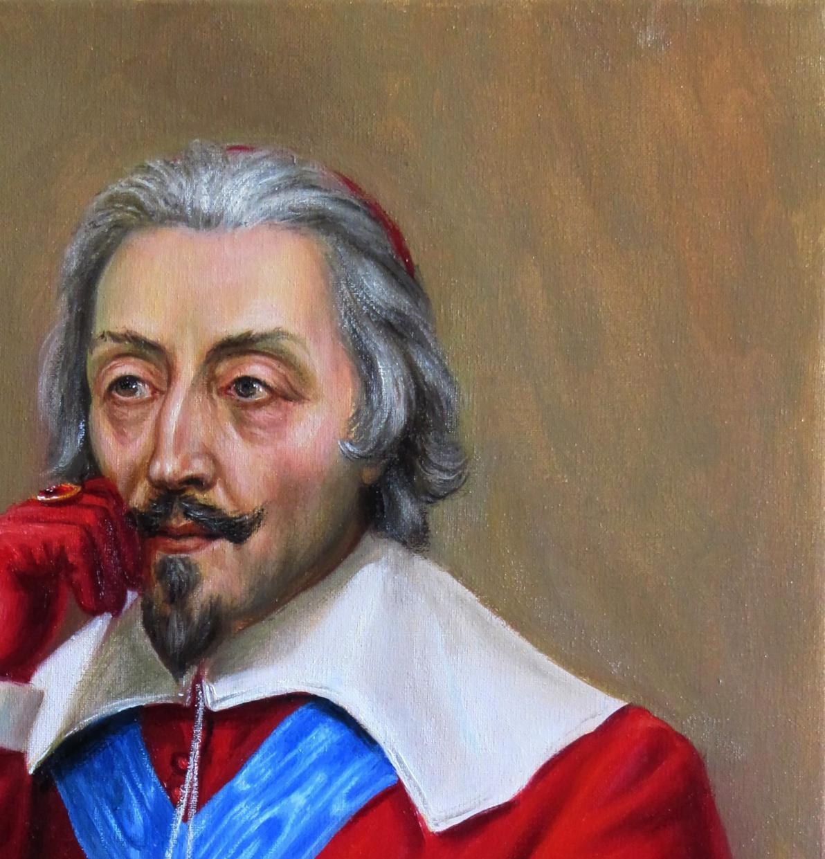 Oil painting Richelieu Valeriy Bulat portrait with silver-gray hair