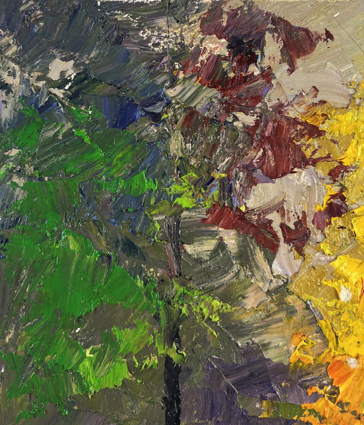 Vibrant oil painting Leaves whisper beneath your feet by Boris Serdyuk