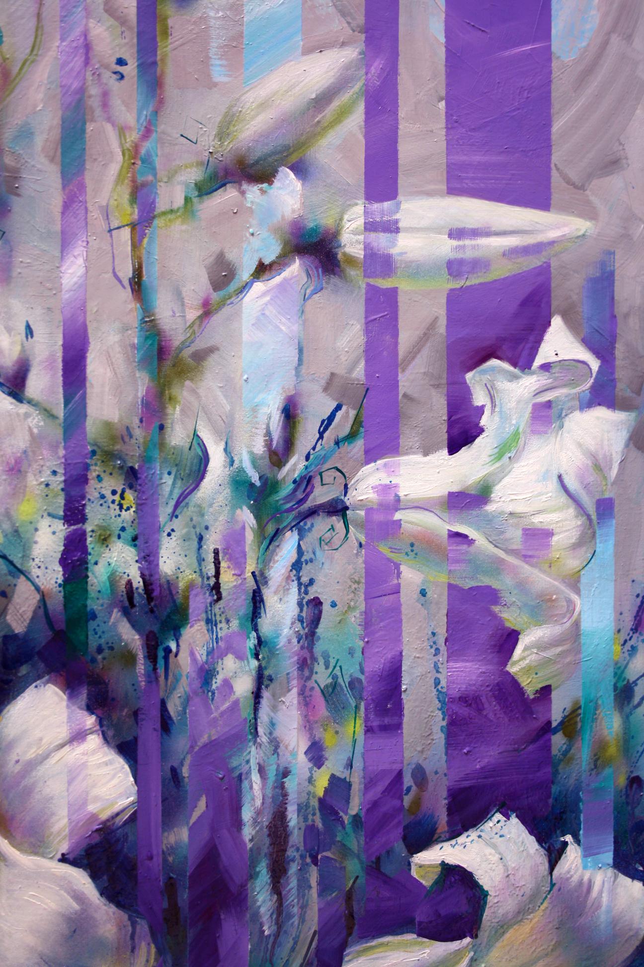 Oil painting White morning by Alexander Dobrodiy with purple stripes
