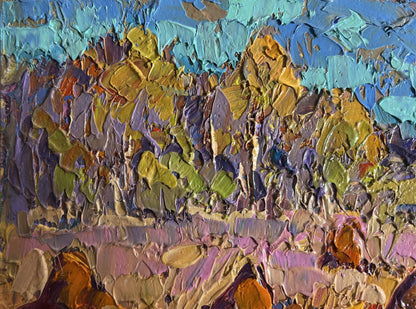 Vibrant impressionist oil painting Autumn haystacks by Oleksiy Ivanyuk
