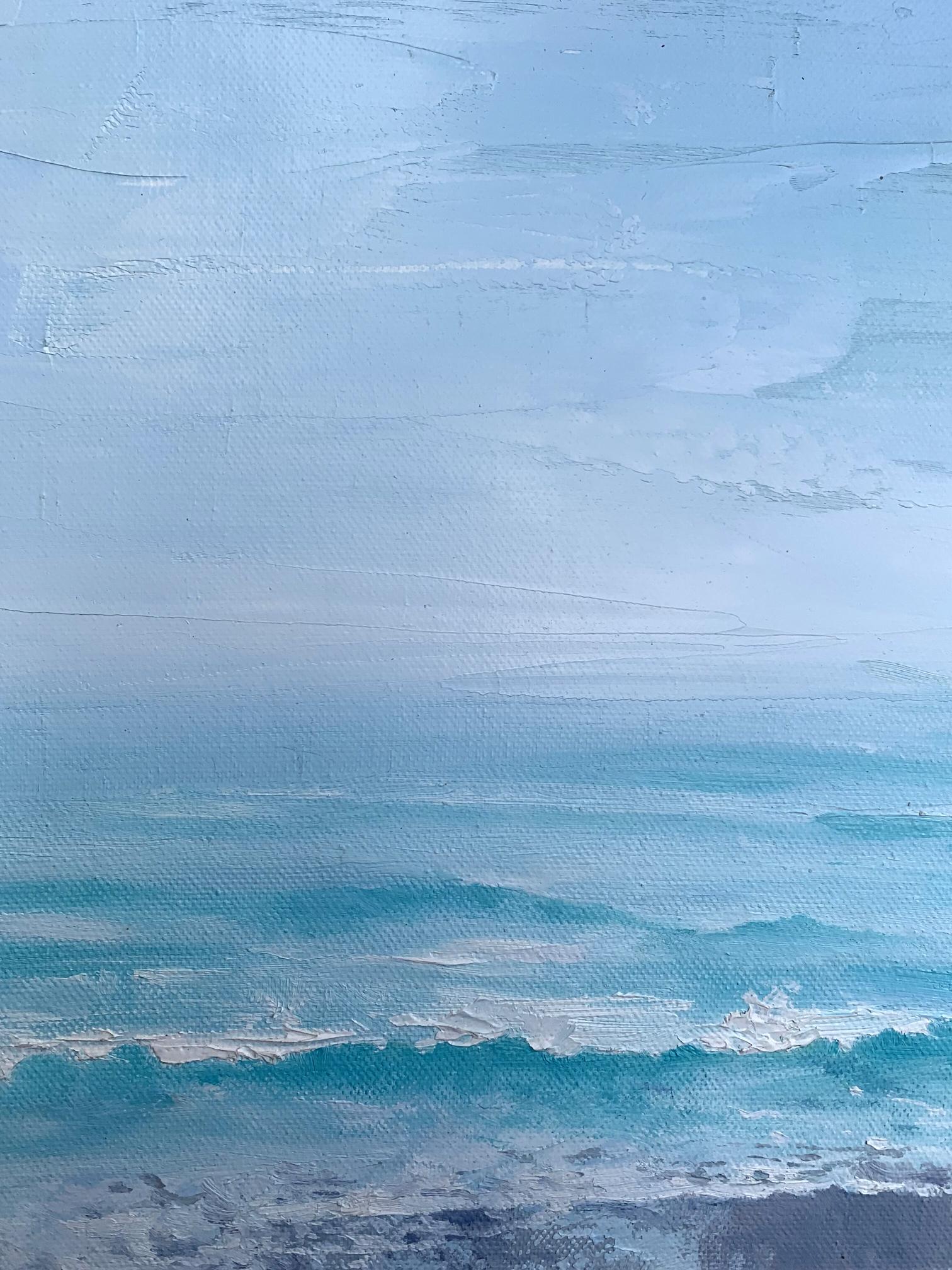 Oil painting Warm sea by Tatyana Derdey: textured blue ocean waves