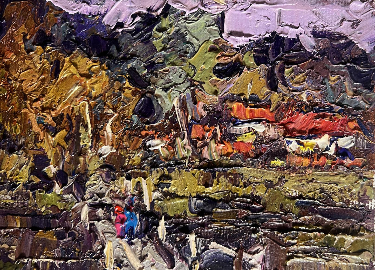 Textured impasto oil painting To the Other Side of the River by Oksana Ivanyuk
