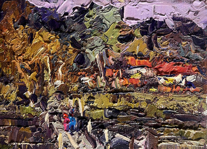 Textured impasto oil painting To the Other Side of the River by Oksana Ivanyuk