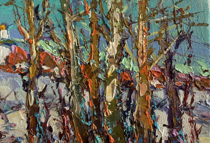 Vibrant impressionist oil painting Sunny winter day by Oksana Ivanyuk