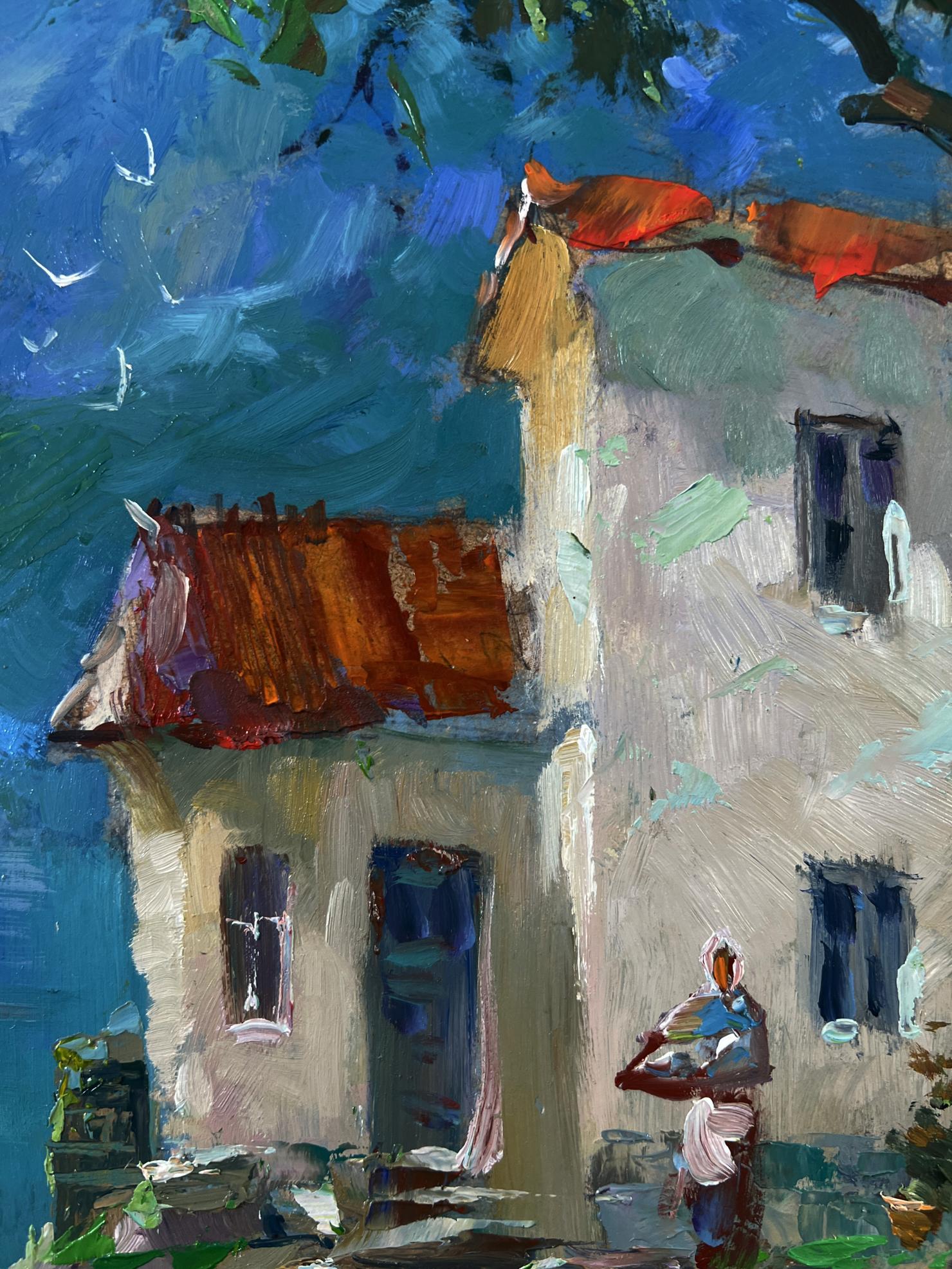 Oil painting of rustic house by the sea by Yuriy Suprunchuk