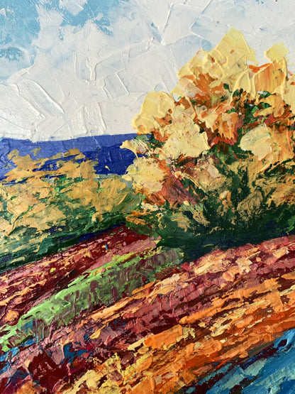Vibrant impressionist oil painting Autumn days in the mountains by V. Zadorozhnya