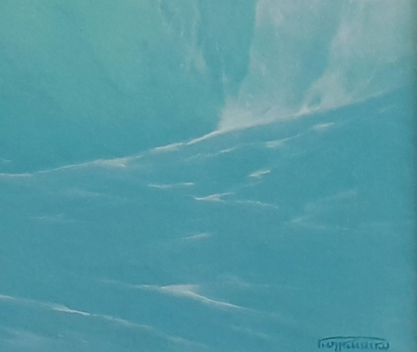 Turquoise abstract oil painting Where the sea whispers to the clouds by Vasily Korkishko