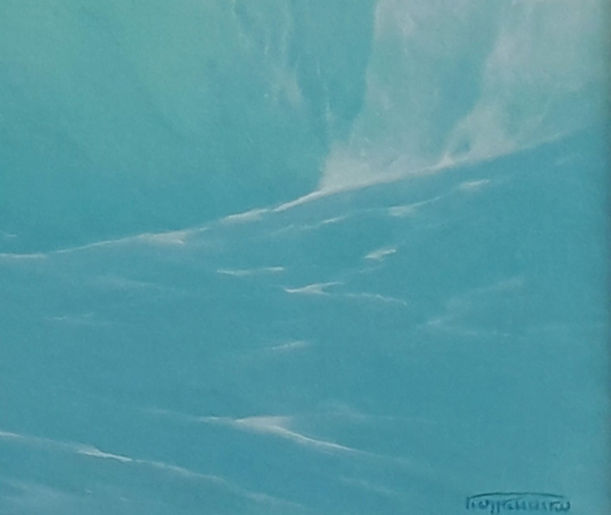 Turquoise abstract oil painting Where the sea whispers to the clouds by Vasily Korkishko