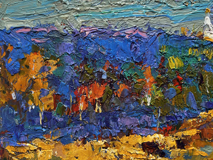 Vibrant impressionist oil painting Autumn light fog by Oksana Ivanyuk