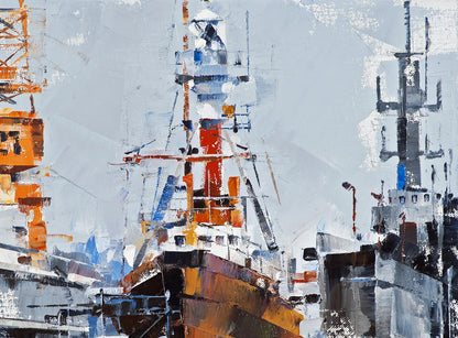Oil painting of Lighthouse ship Amrumbank by Volodymyr Gluhomanyuk