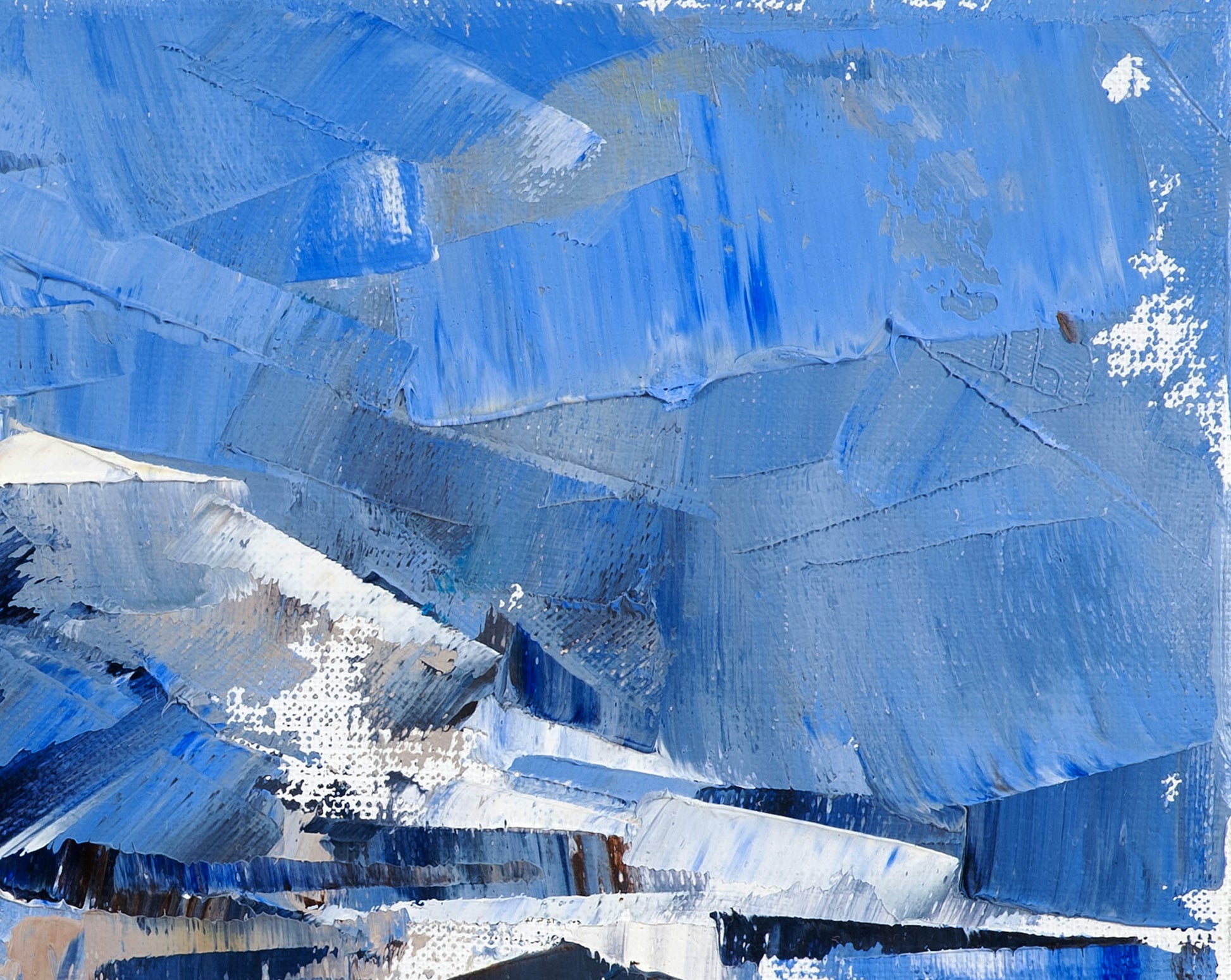 Abstract blue white bird on walk oil painting by Volodymyr Gluhomanyuk