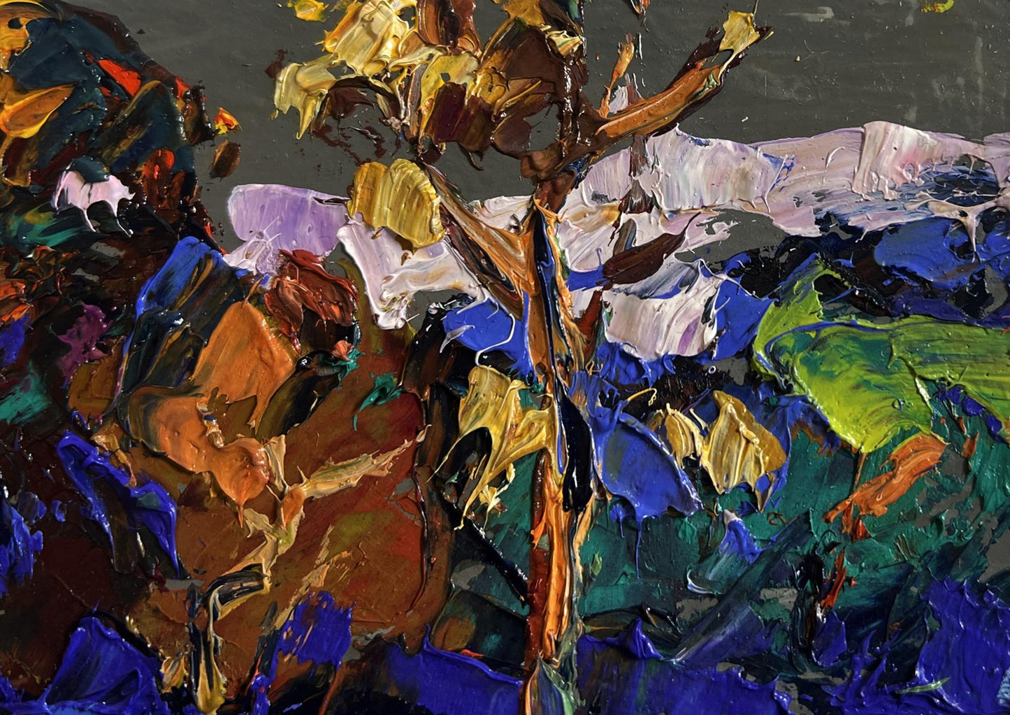 Vibrant abstract oil painting Outside the village by Oleksiy Ivanyuk