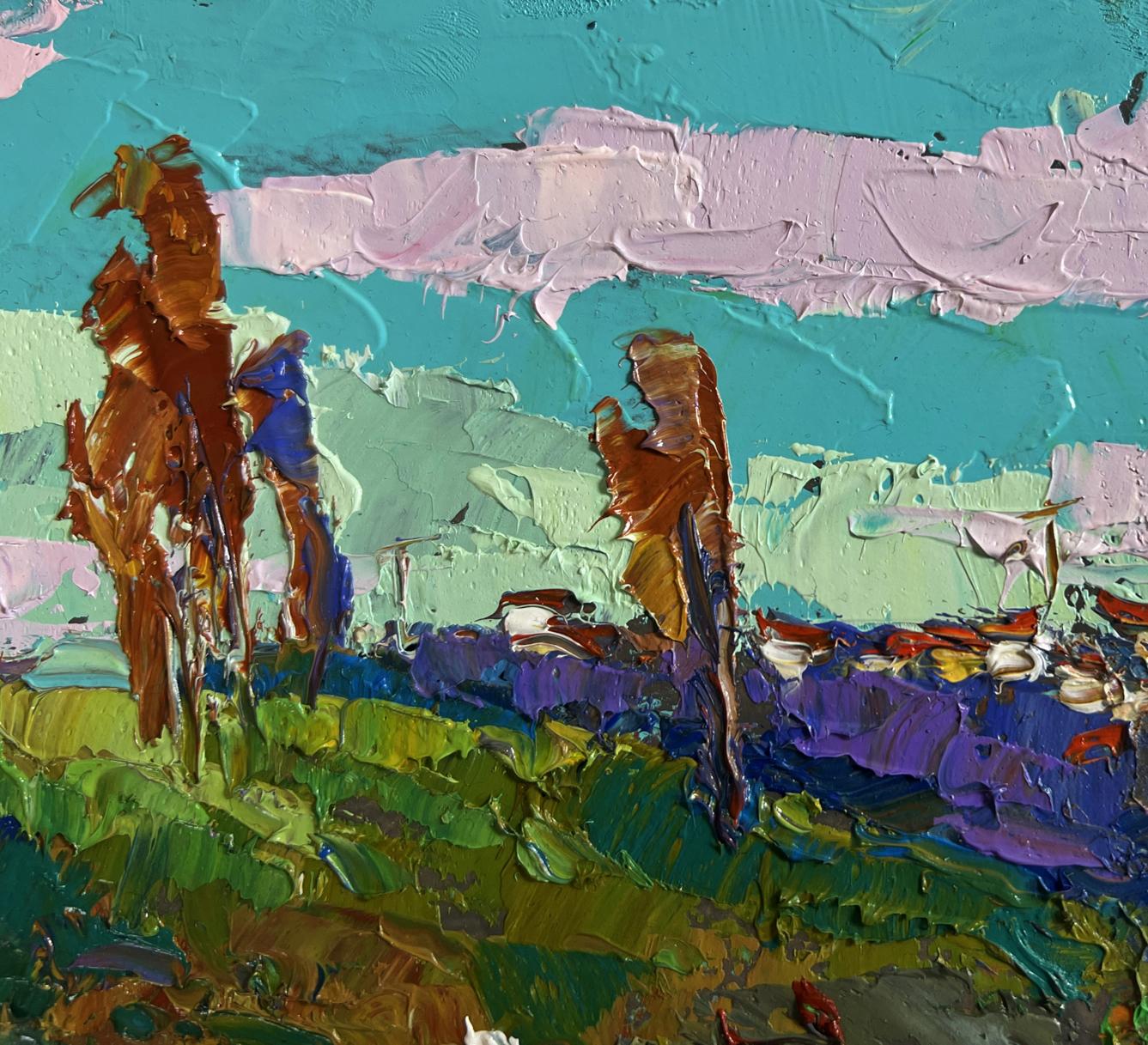 Vibrant impressionist oil painting Relaxation on the river by Oksana Ivanyuk