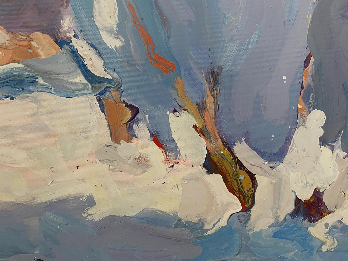 Abstract snow-covered oil painting by Oleksiy Ivanyuk in blue tones
