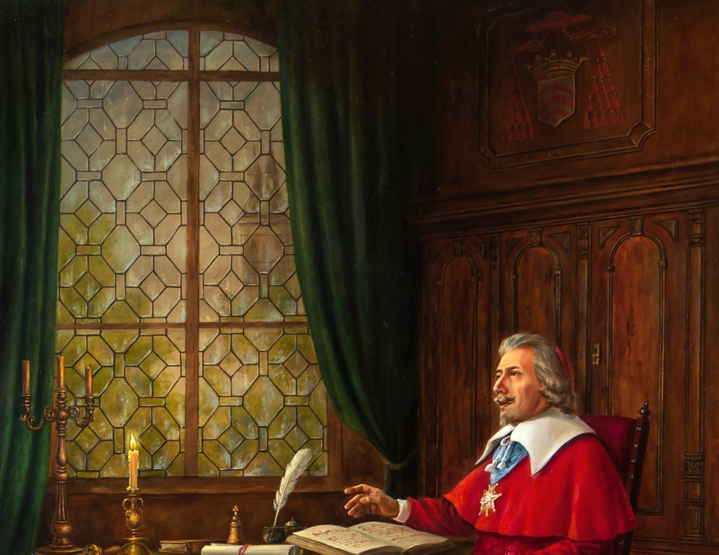 Oil painting of cardinal in red robe by Valeriy Bulat You made a mistake