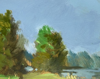 Oil painting A downpour is approaching by the river by Yuriy Suprunchuk
