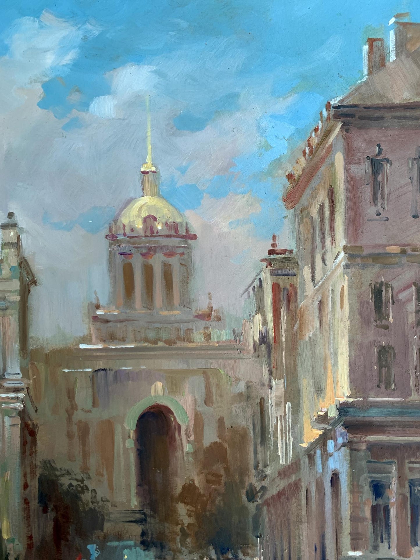 Oil painting of Golden-domed City Hall by Yuriy Suprunchuk