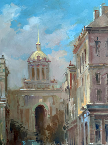 Oil painting of Golden-domed City Hall by Yuriy Suprunchuk