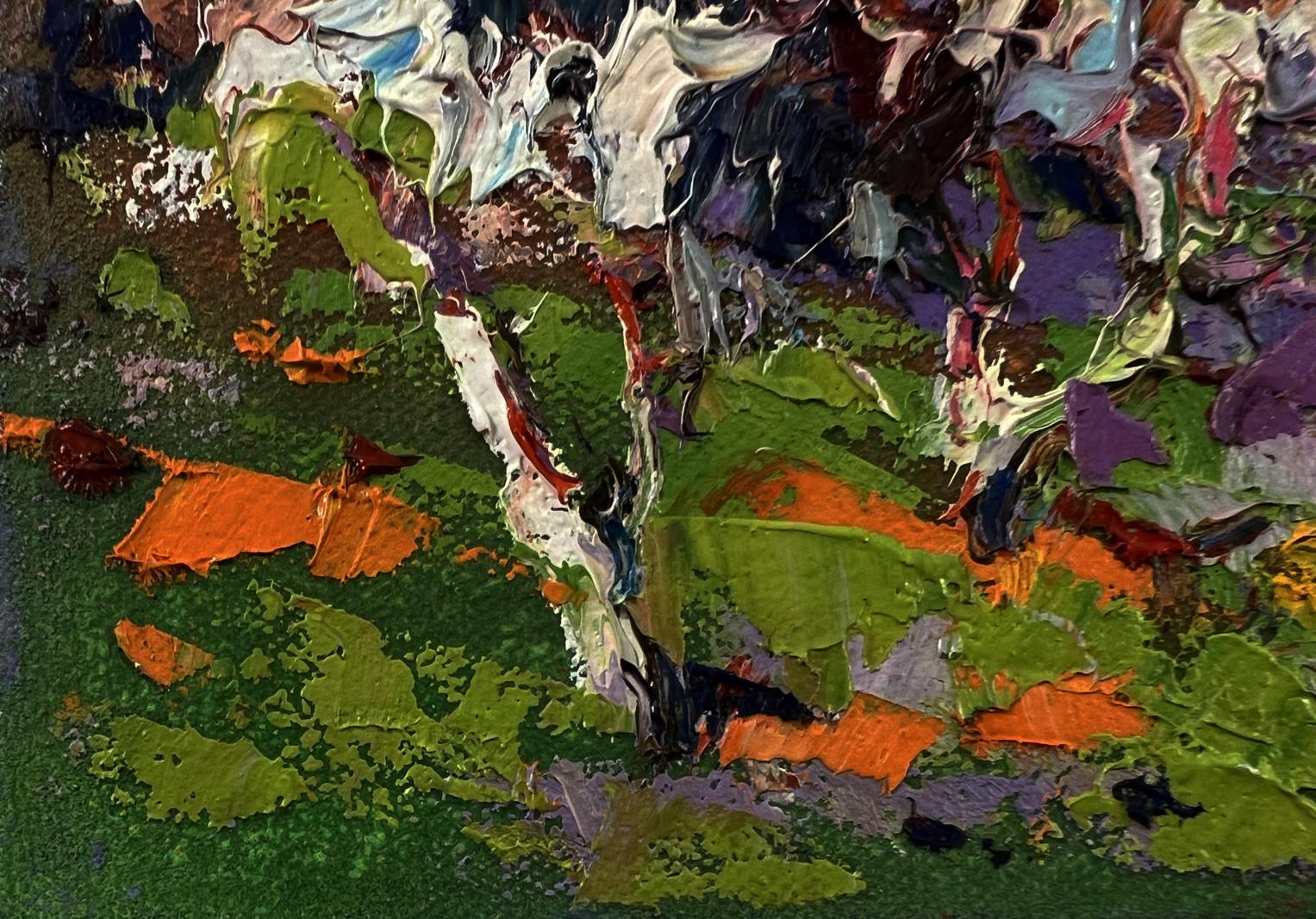 Oil painting Spring in the village by Oksana Ivanyuk vibrant abstract art