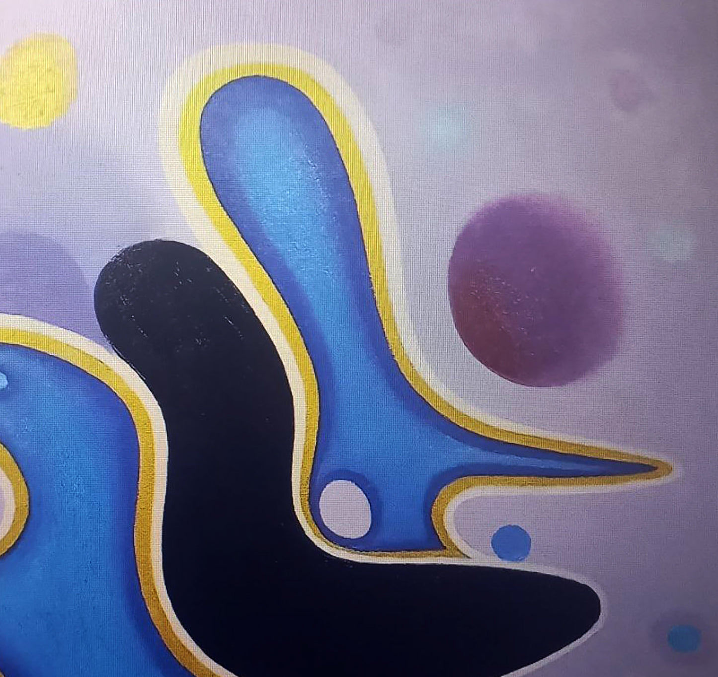 Oil painting A game by Alexander Strashevich, blue black gold on lavender
