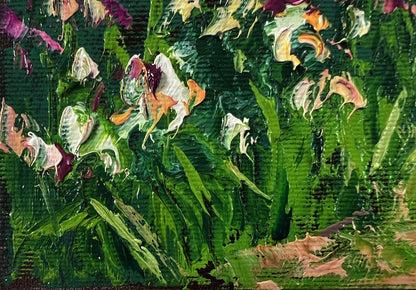 Vibrant impressionist oil painting of blooming garden by Oleksiy Ivanyuk