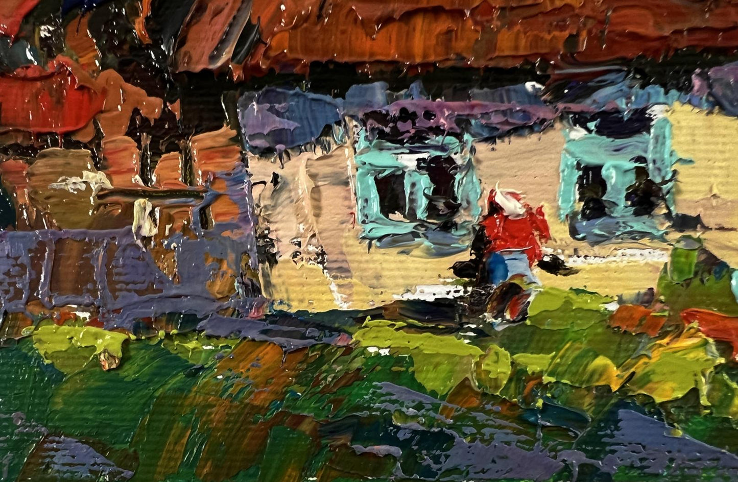 Oil painting Evening village courtyard by Oksana Ivanyuk